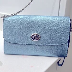 Coach Metallic Leather chain crossbody handbag
Coach